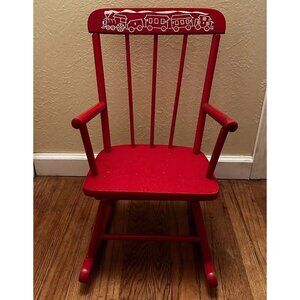 Vtg 1982 Children's Hedstrom Red Choo Train Rocking Chair Child’s USA Label Wood